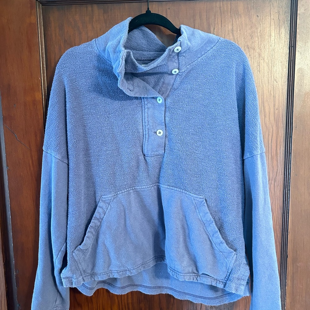 REI Cozy Purple Pullover with Button Collar